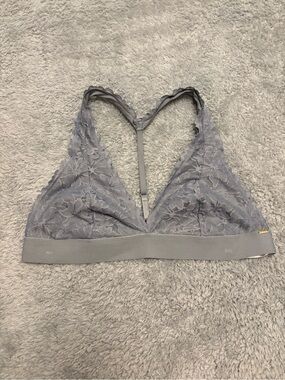 PINK Victoria's Secret Lace Triangle Bralette in Light Gray Size XL